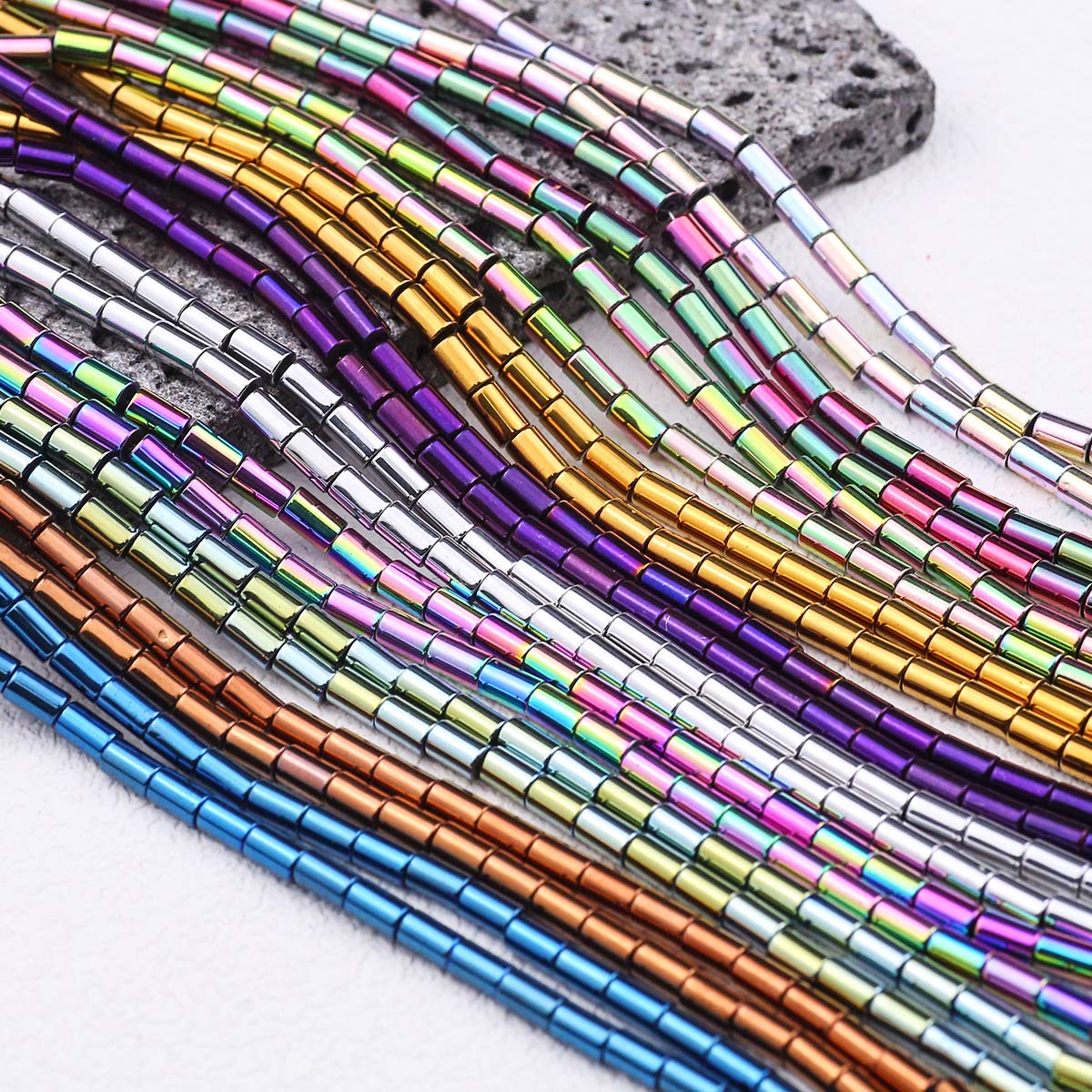 Seed Bead Tube - Altın renk kaplama düz tüp silindirik